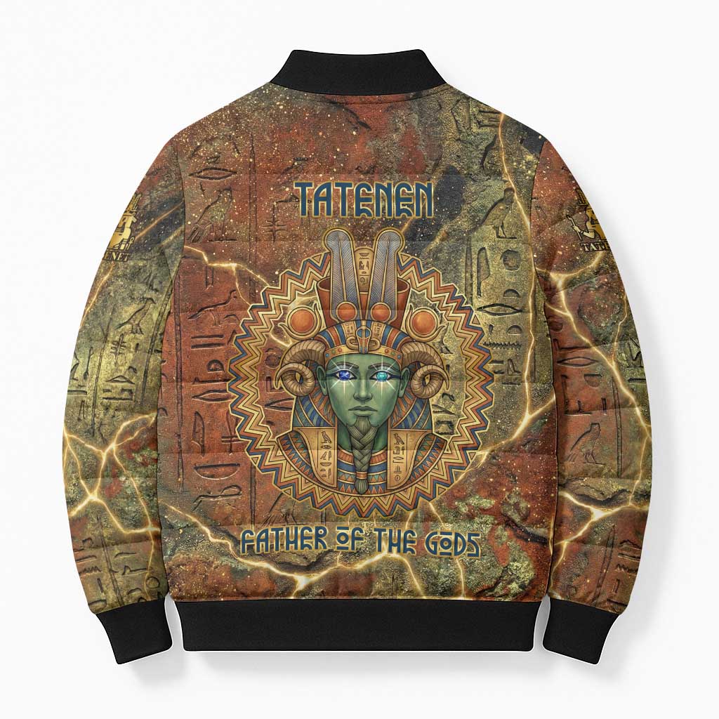 Tatenen Ancient Egyptian Bomber Puffer Jacket Father of the Gods Design with Minerals