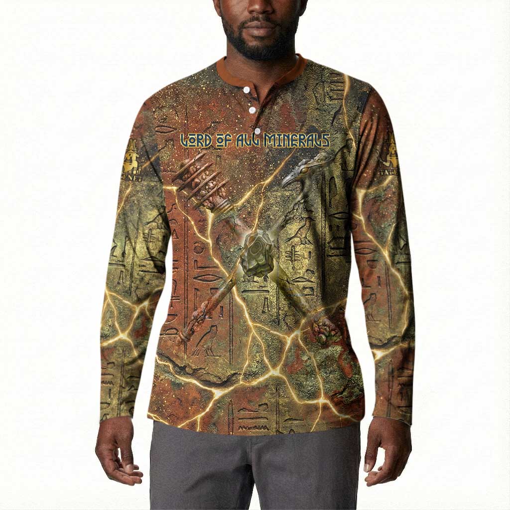 Tatenen Ancient Egyptian Button Sweatshirt Father of the Gods Design with Minerals