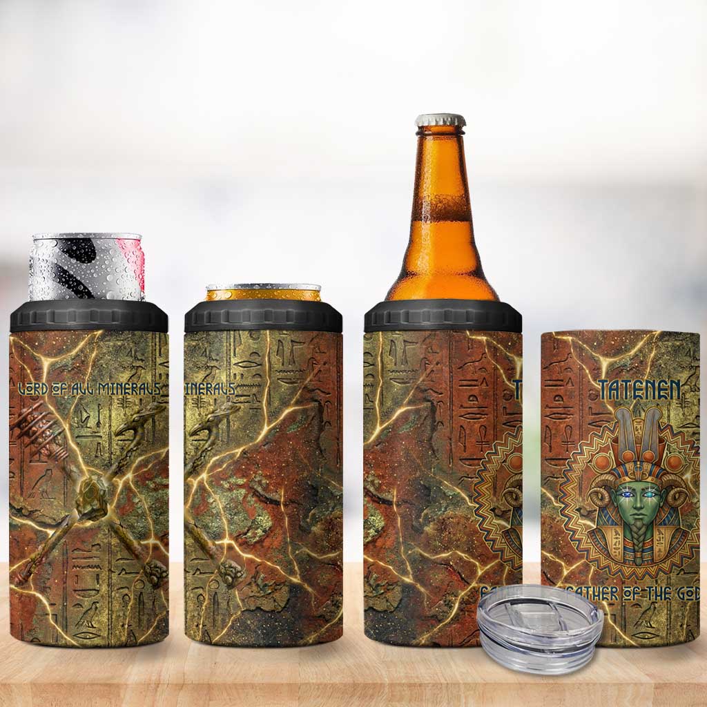 Tatenen Ancient Egyptian 4 in 1 Can Cooler Tumbler Father of the Gods Design with Minerals