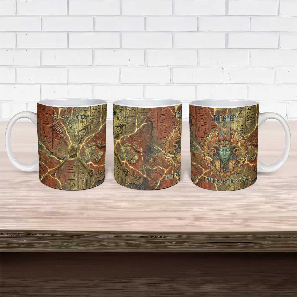Tatenen Ancient Egyptian Ceramic Mug Father of the Gods Design with Minerals