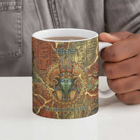 Tatenen Ancient Egyptian Ceramic Mug Father of the Gods Design with Minerals