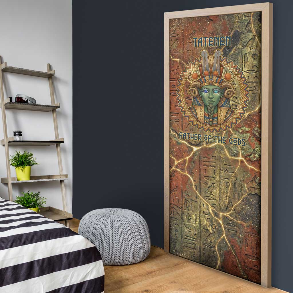 Tatenen Ancient Egyptian Door Cover Father of the Gods Design with Minerals