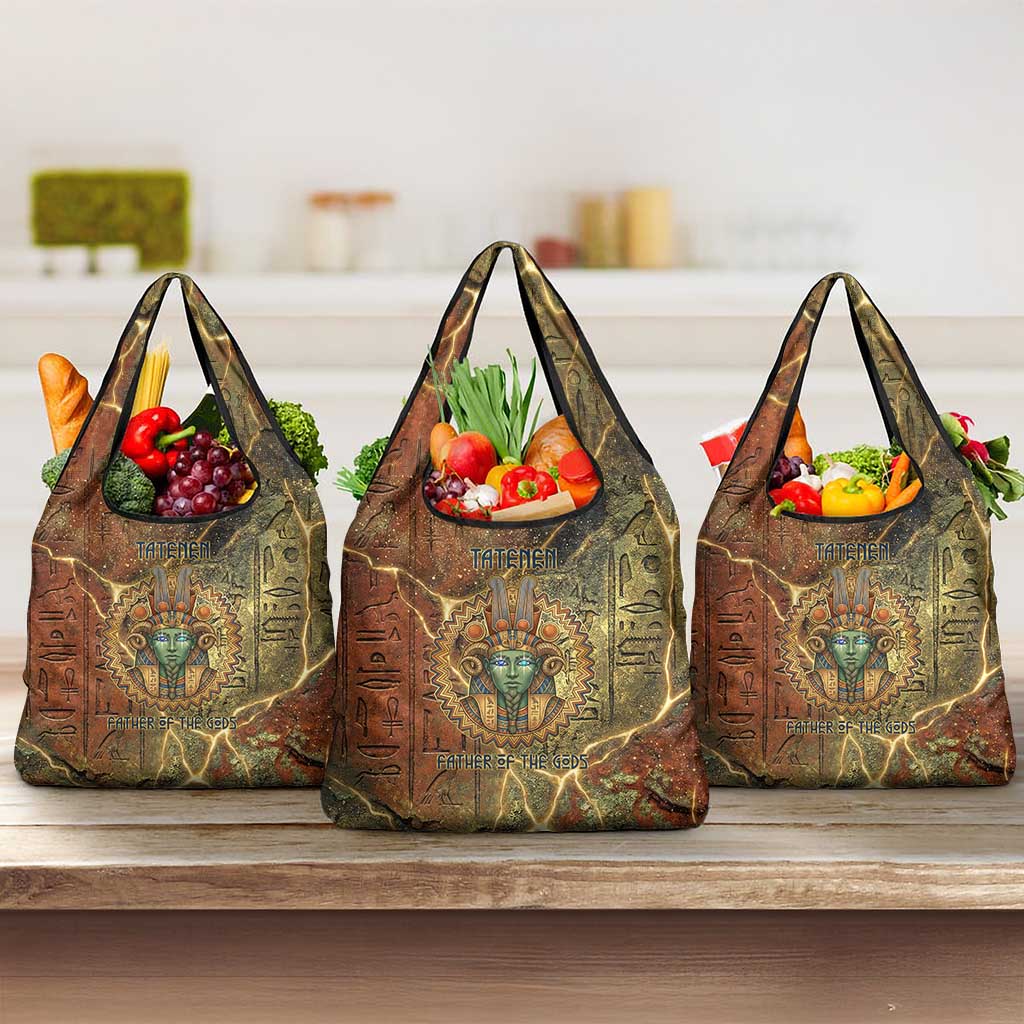 Tatenen Ancient Egyptian Grocery Bag Father of the Gods Design with Minerals