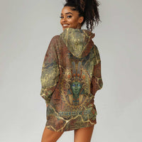 Tatenen Ancient Egyptian Hoodie Dress Father of the Gods Design with Minerals