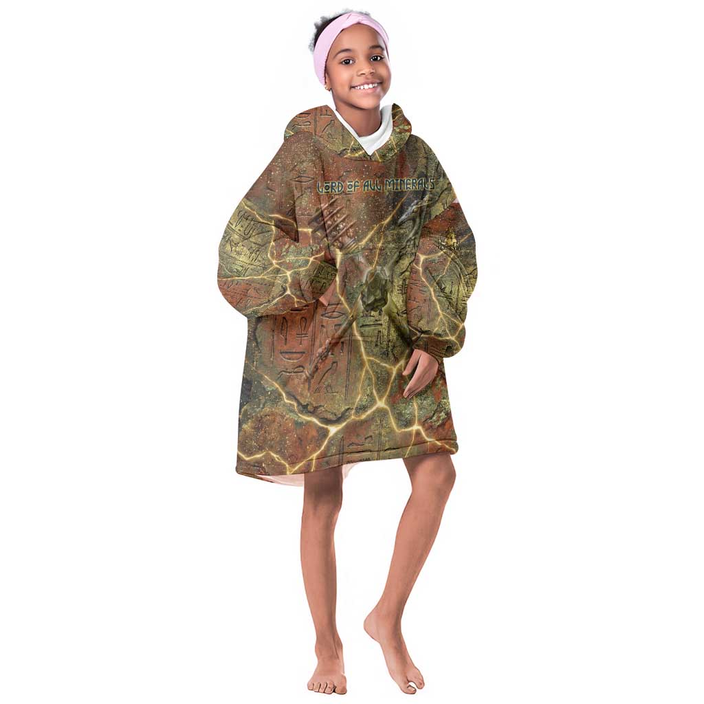 Tatenen Ancient Egyptian Kid Wearable Blanket Hoodie Father of the Gods Design with Minerals