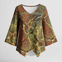 Tatenen Ancient Egyptian Kimono Sleeve Blouse Father of the Gods Design with Minerals