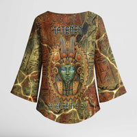 Tatenen Ancient Egyptian Kimono Sleeve Blouse Father of the Gods Design with Minerals