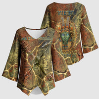 Tatenen Ancient Egyptian Kimono Sleeve Blouse Father of the Gods Design with Minerals