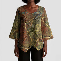 Tatenen Ancient Egyptian Kimono Sleeve Blouse Father of the Gods Design with Minerals