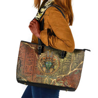 Tatenen Ancient Egyptian Leather Tote Bag Father of the Gods Design with Minerals