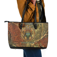 Tatenen Ancient Egyptian Leather Tote Bag Father of the Gods Design with Minerals
