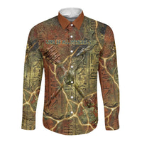 Tatenen Ancient Egyptian Long Sleeve Button Shirt Father of the Gods Design with Minerals