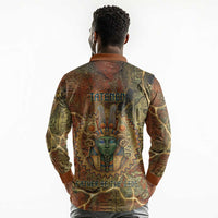 Tatenen Ancient Egyptian Long Sleeve Polo Shirt Father of the Gods Design with Minerals