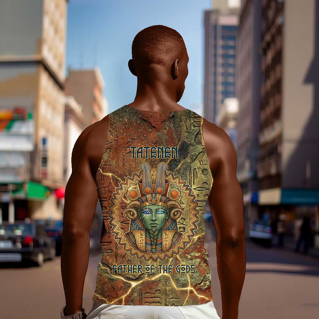 Tatenen Ancient Egyptian Men Tank Top Father of the Gods Design with Minerals