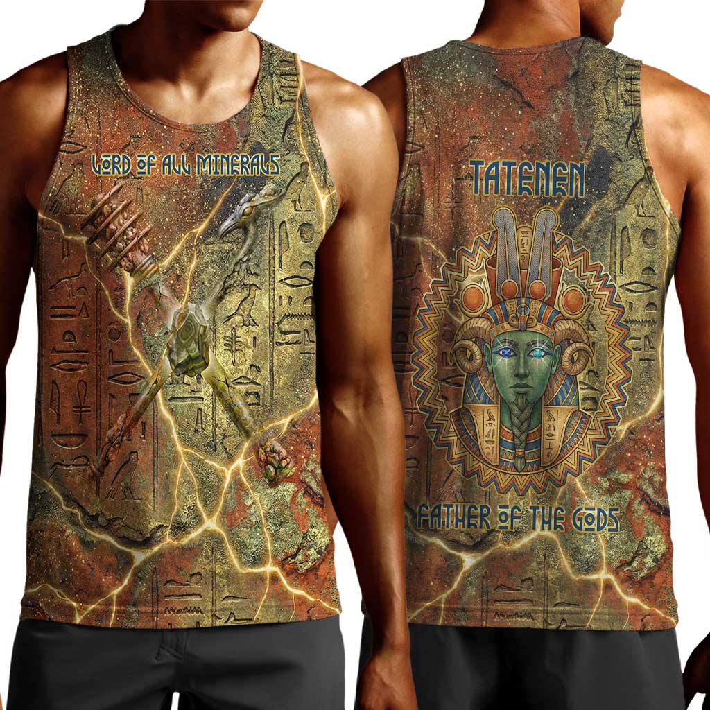 Tatenen Ancient Egyptian Men Tank Top Father of the Gods Design with Minerals