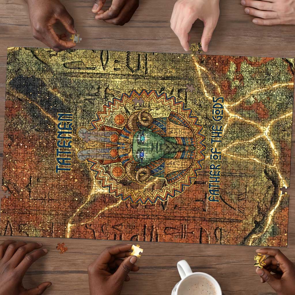 Tatenen Ancient Egyptian Puzzle Father of the Gods Design with Minerals