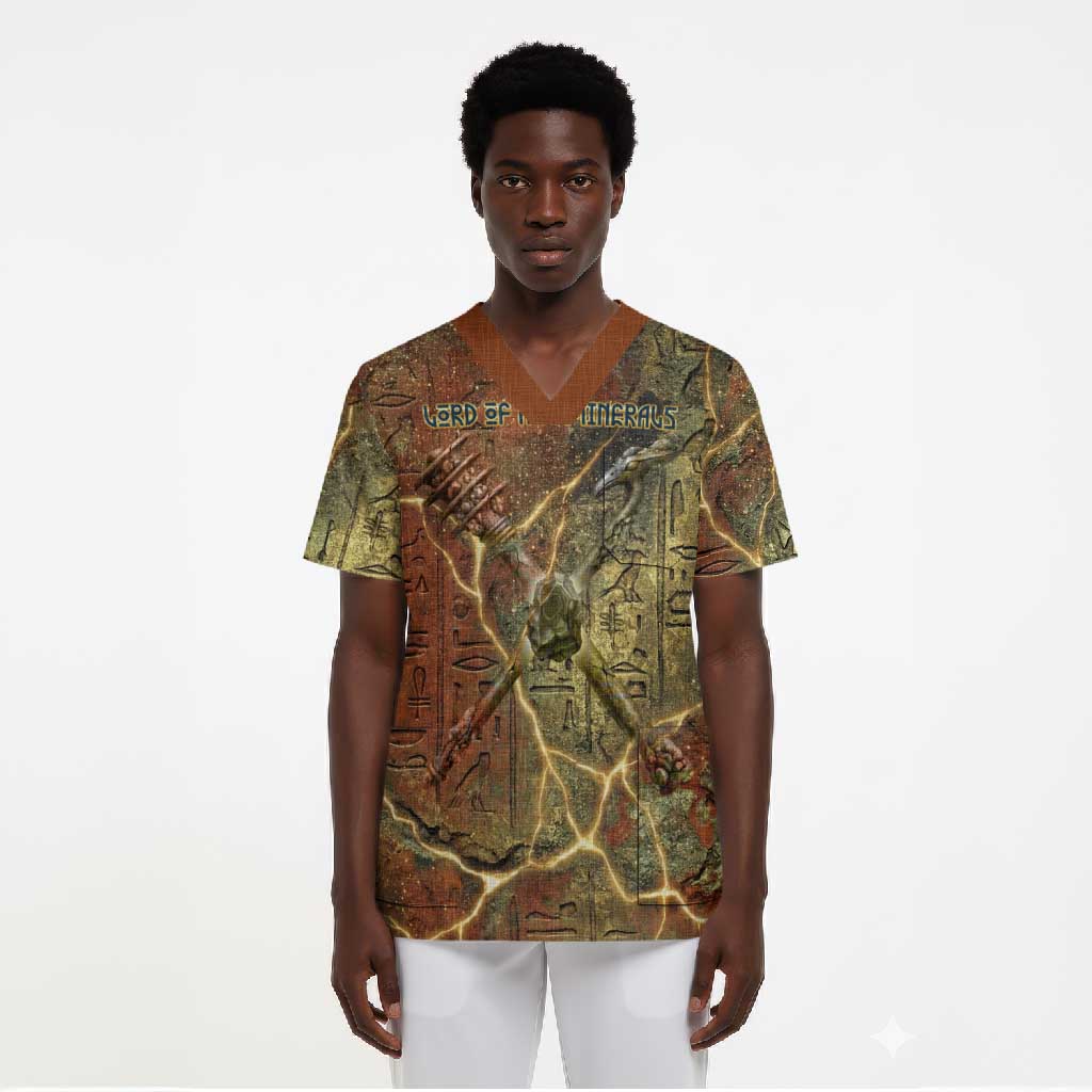 Tatenen Ancient Egyptian Scrub Top Father of the Gods Design with Minerals