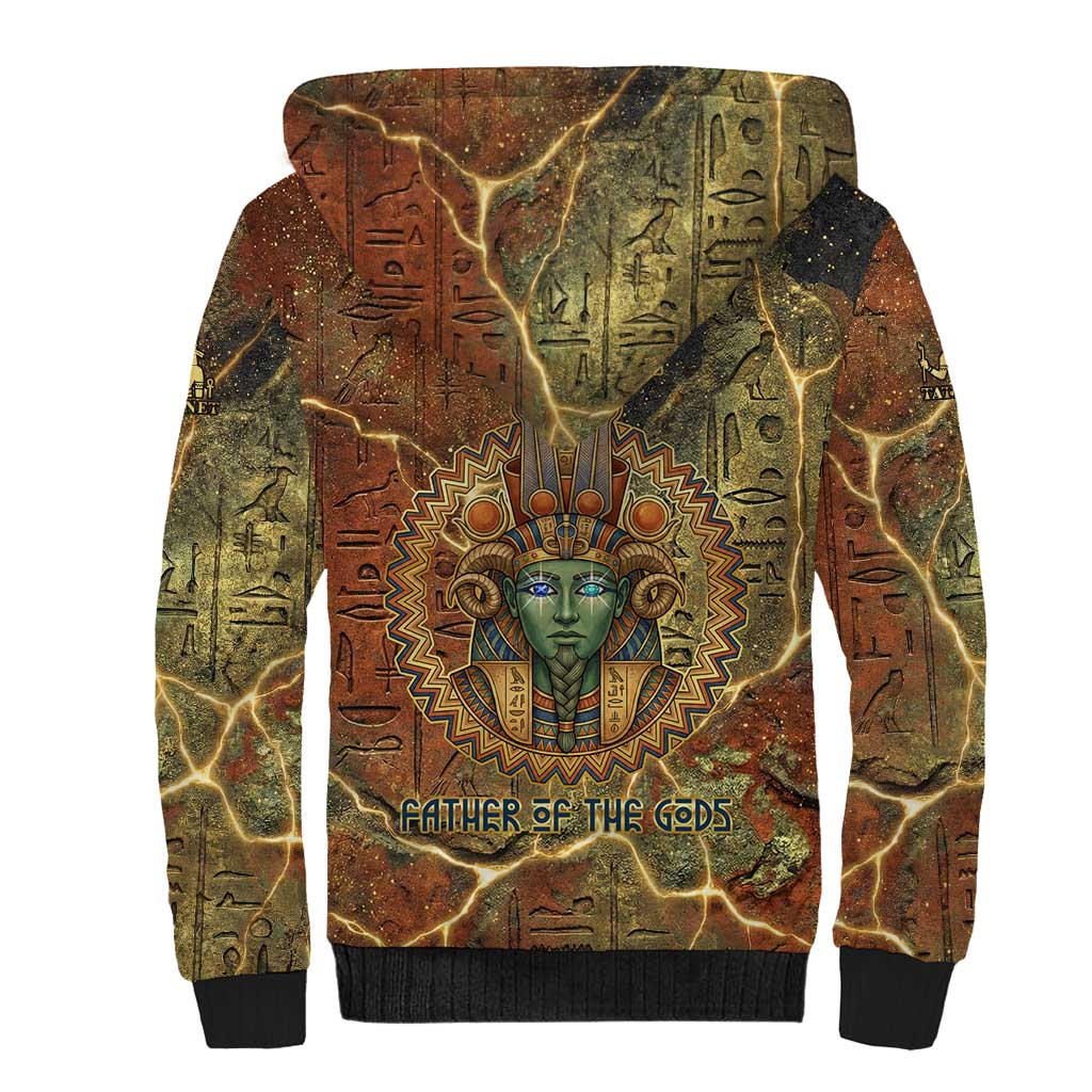 Tatenen Ancient Egyptian Sherpa Hoodie Father of the Gods Design with Minerals