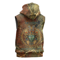 Tatenen Ancient Egyptian Sleeveless Zip Hoodie Father of the Gods Design with Minerals