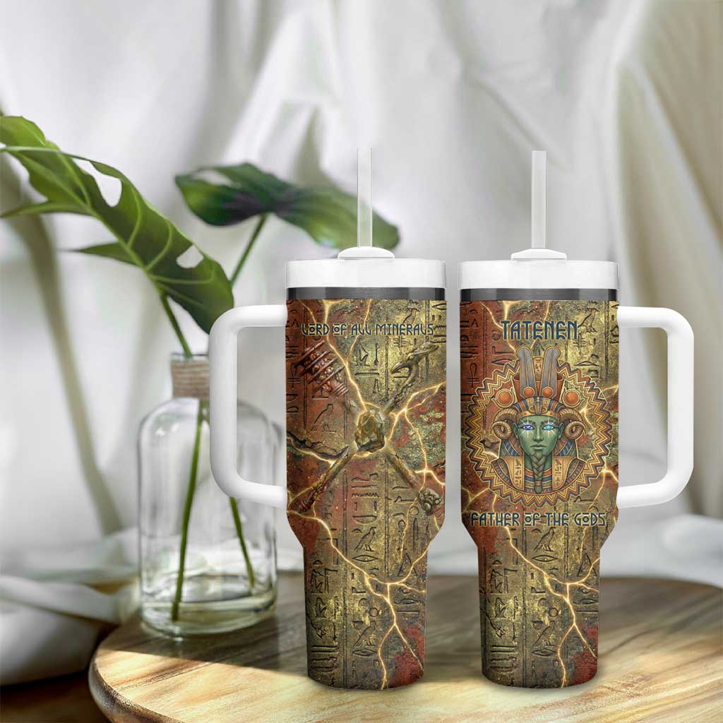 Tatenen Ancient Egyptian Tumbler With Handle Father of the Gods Design with Minerals