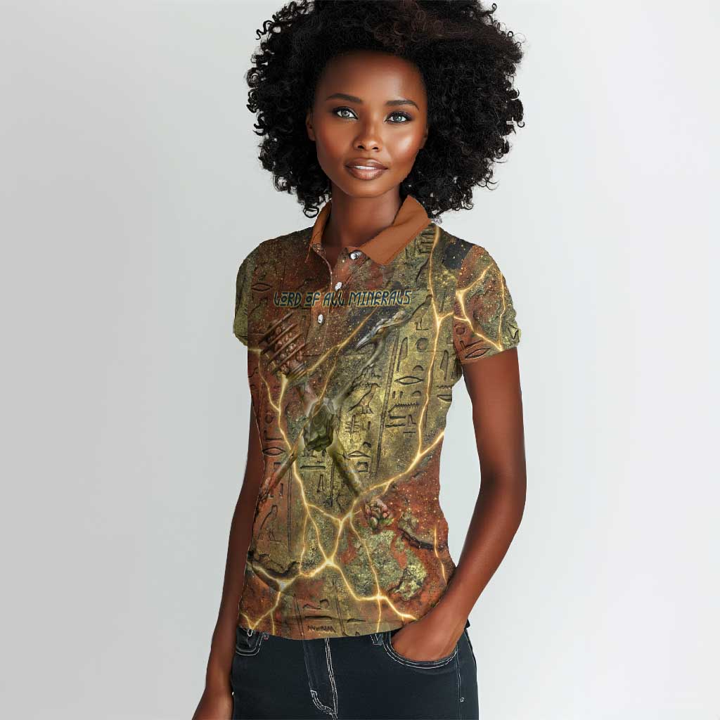 Tatenen Ancient Egyptian Women Polo Shirt Father of the Gods Design with Minerals