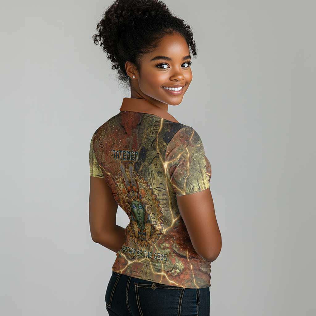 Tatenen Ancient Egyptian Women Polo Shirt Father of the Gods Design with Minerals