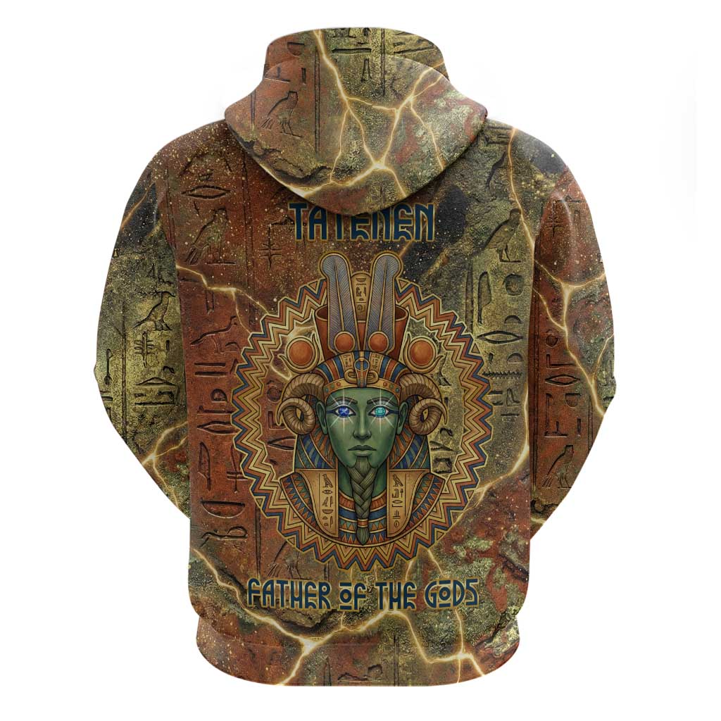 Tatenen Ancient Egyptian Zip Hoodie Father of the Gods Design with Minerals