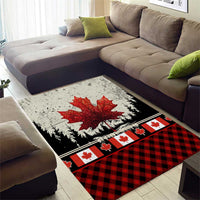 Canada Flag Area Rug Maple Leaf & Plaid Pattern Design