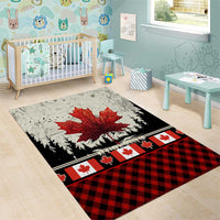 Canada Flag Area Rug Maple Leaf & Plaid Pattern Design