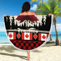Canada Flag Beach Blanket Maple Leaf & Plaid Pattern Design