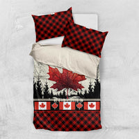 Canada Flag Bedding Set Maple Leaf & Plaid Pattern Design
