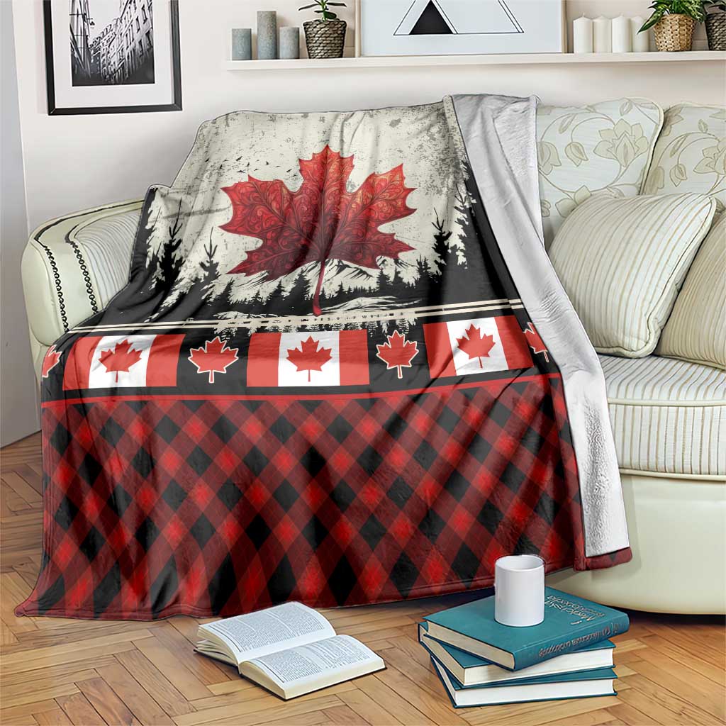 Canada Flag Blanket Maple Leaf & Plaid Pattern Design