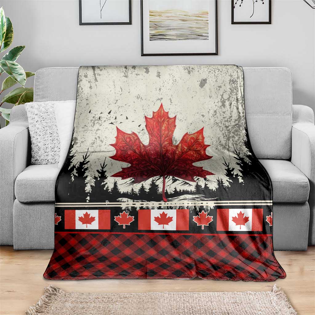 Canada Flag Blanket Maple Leaf & Plaid Pattern Design