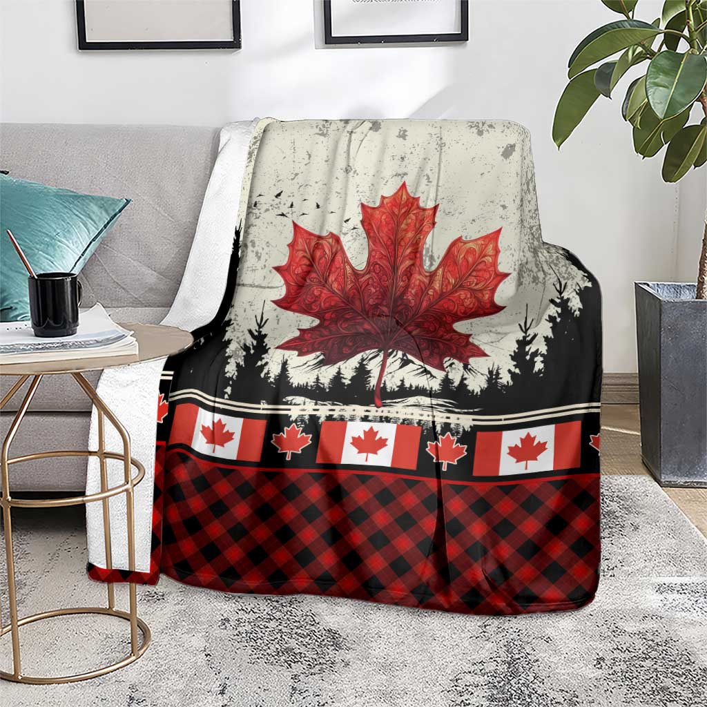 Canada Flag Blanket Maple Leaf & Plaid Pattern Design
