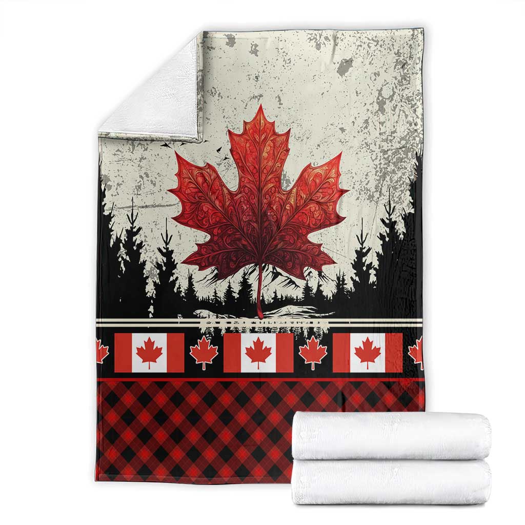 Canada Flag Blanket Maple Leaf & Plaid Pattern Design
