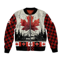 Canada Flag Bomber Jacket Maple Leaf & Plaid Pattern Design