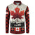 Canada Flag Button Sweatshirt Maple Leaf & Plaid Pattern Design