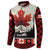 Canada Flag Button Sweatshirt Maple Leaf & Plaid Pattern Design