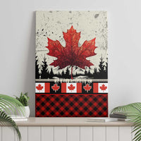 Canada Flag Canvas Wall Art Maple Leaf & Plaid Pattern Design