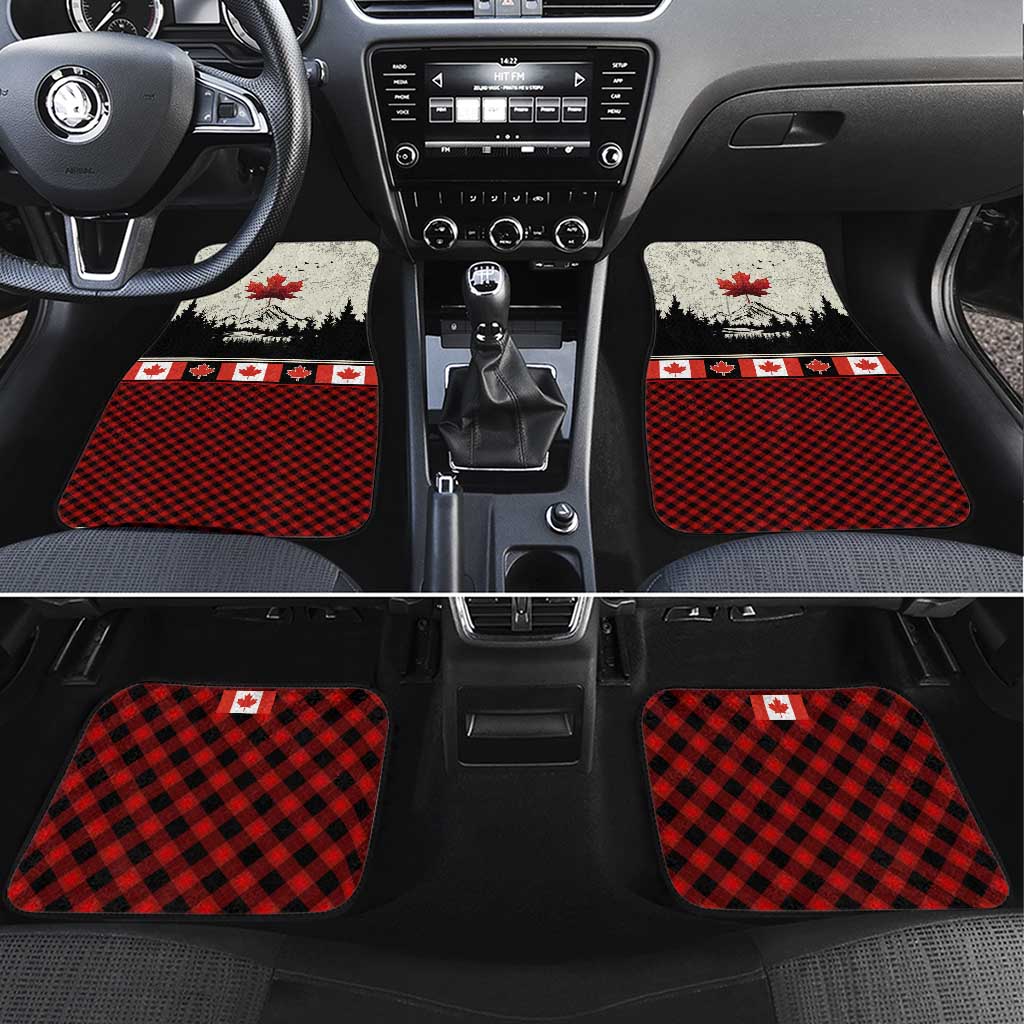 Canada Flag Car Mats Maple Leaf & Plaid Pattern Design