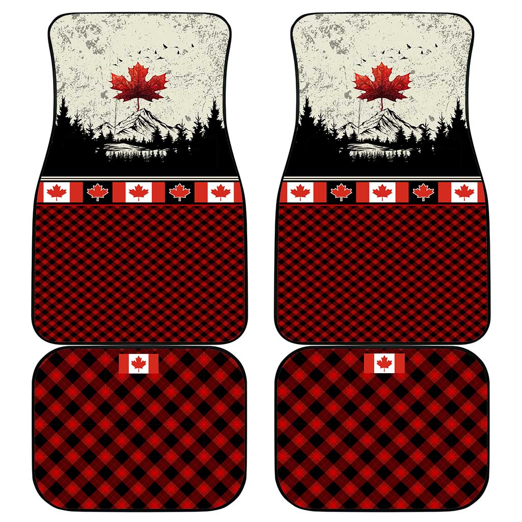 Canada Flag Car Mats Maple Leaf & Plaid Pattern Design