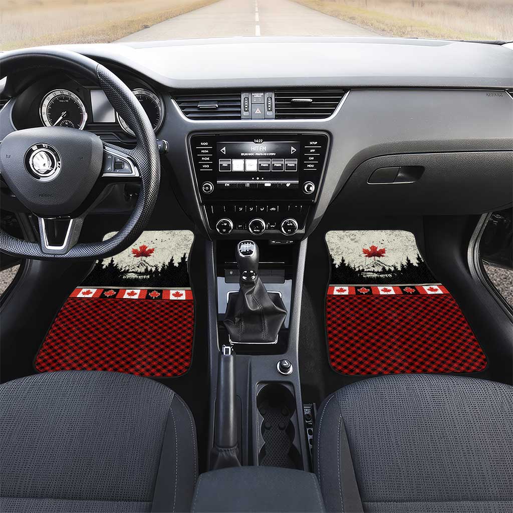Canada Flag Car Mats Maple Leaf & Plaid Pattern Design