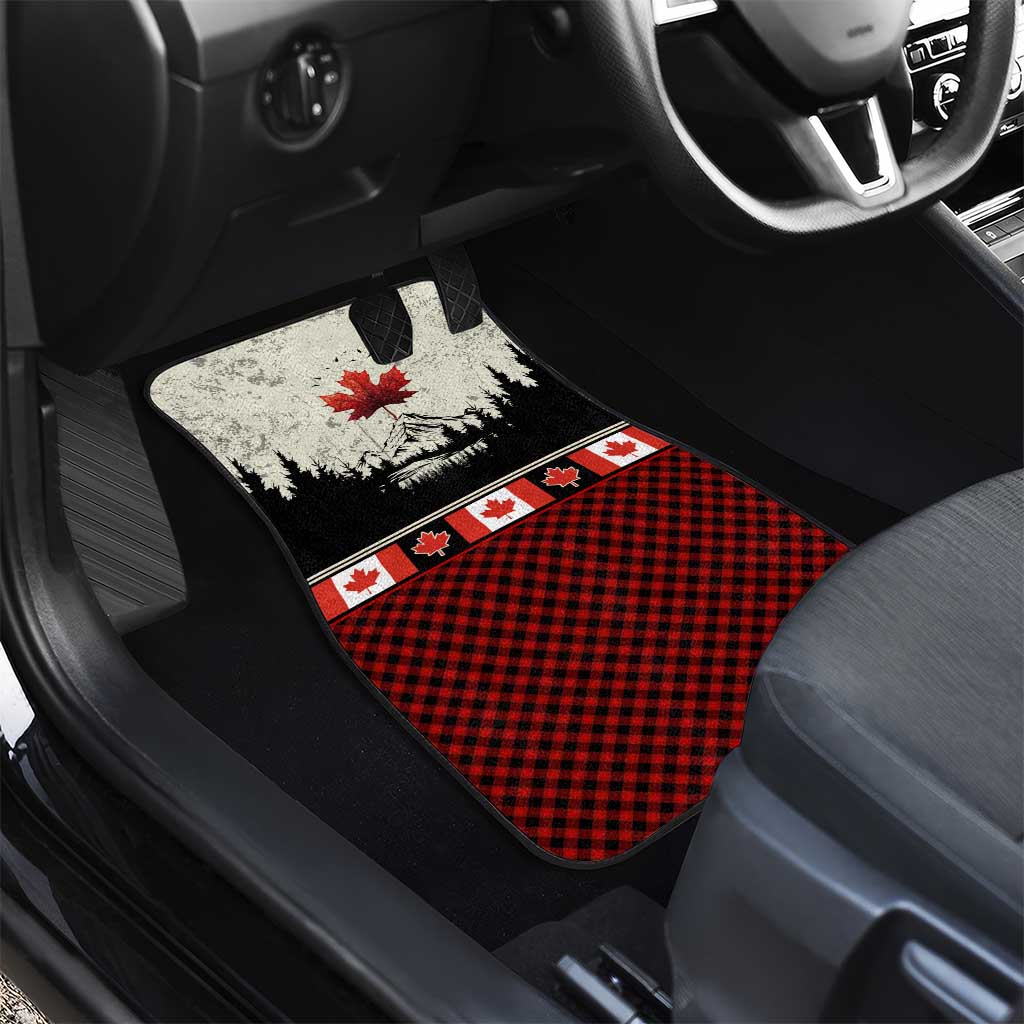 Canada Flag Car Mats Maple Leaf & Plaid Pattern Design