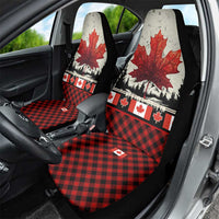 Canada Flag Car Seat Cover Maple Leaf & Plaid Pattern Design