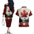 Canada Flag Couples Matching Off The Shoulder Long Sleeve Dress and Hawaiian Shirt Maple Leaf & Plaid Pattern Design