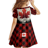 Canada Flag Family Matching Long Sleeve Bodycon Dress and Hawaiian Shirt Maple Leaf & Plaid Pattern Design