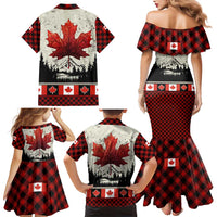 Canada Flag Family Matching Mermaid Dress and Hawaiian Shirt Maple Leaf & Plaid Pattern Design