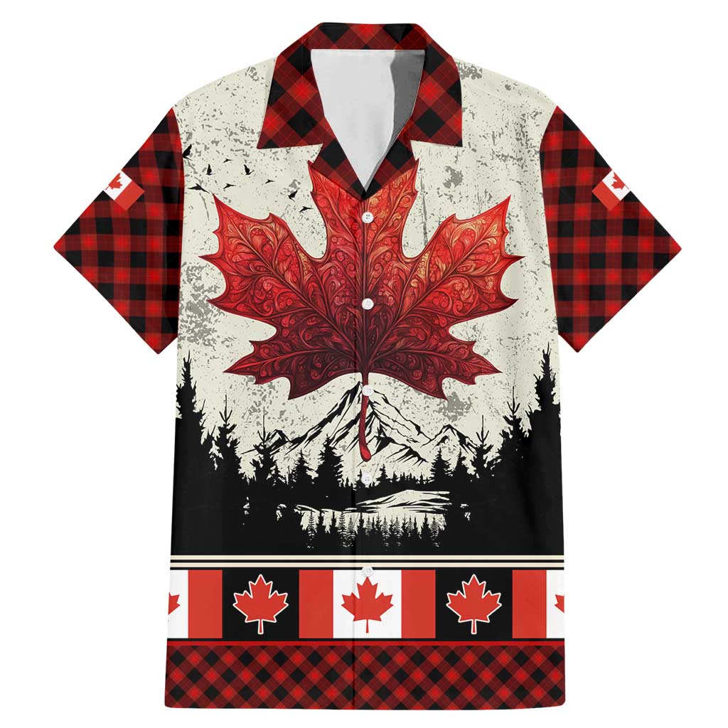 Canada Flag Family Matching Mermaid Dress and Hawaiian Shirt Maple Leaf & Plaid Pattern Design