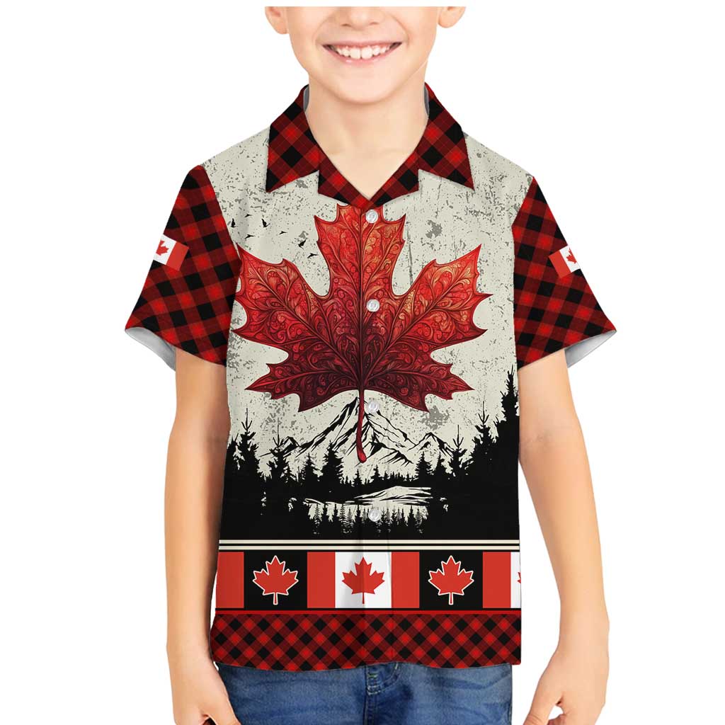Canada Flag Family Matching Mermaid Dress and Hawaiian Shirt Maple Leaf & Plaid Pattern Design