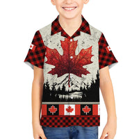 Canada Flag Family Matching Summer Maxi Dress and Hawaiian Shirt Maple Leaf & Plaid Pattern Design